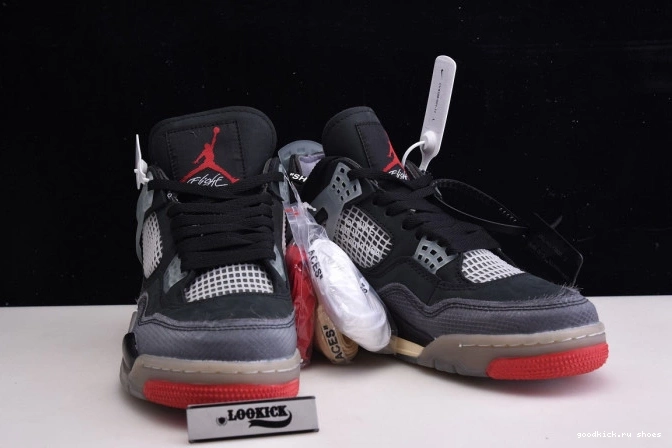 Bred Air 4 Retro Off x CV9388-001 White Jordan 0810